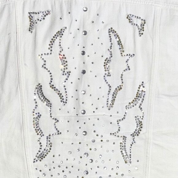 Beyoncé Cowboy Carter Inspired HM Distressed White Vest w/ Crystal Rhinestones - Picture 6 of 7